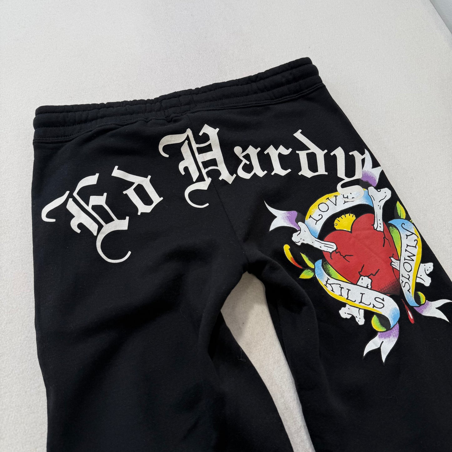 ED HARDY “Love kills Slowly” BLACK FLARE PANTS
