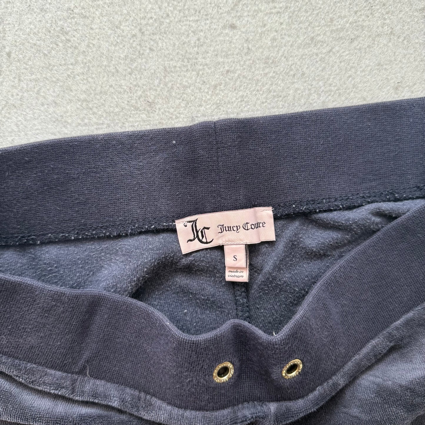 Juicy Couture Women's Faded Navy Velour Flared Track Pant Loungewear Y2k Size S