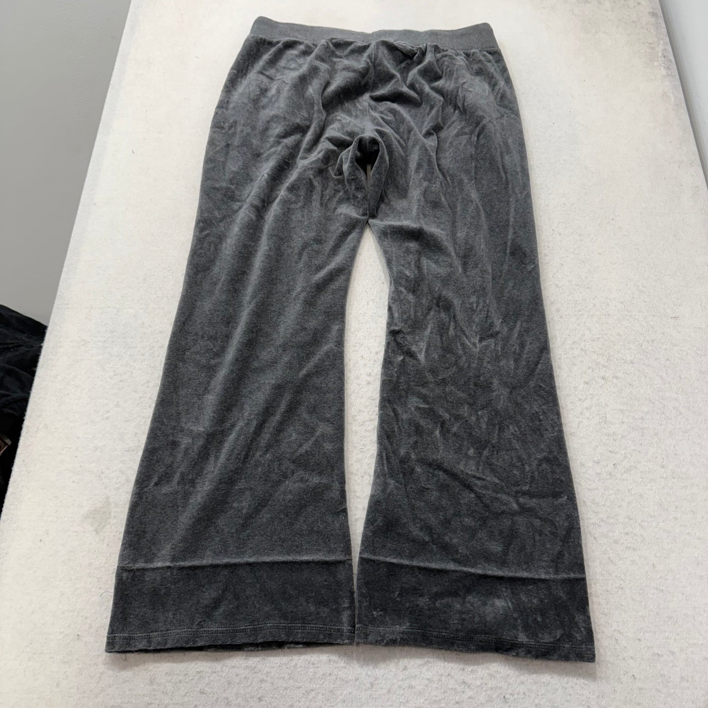 Vintage Juicy Couture Women's  Gray Velour Flared Track Pants Drawstring Size L