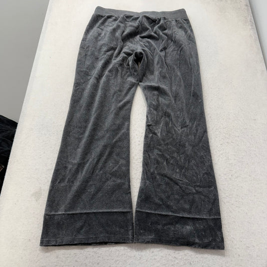 Vintage Juicy Couture Women's  Gray Velour Flared Track Pants Drawstring Size L