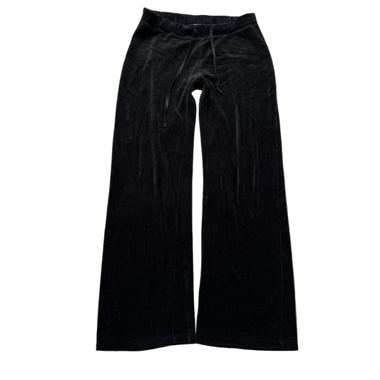 Vintage Juicy Couture Women's Black Velour Wide Leg Track Pant Drawstring Size S