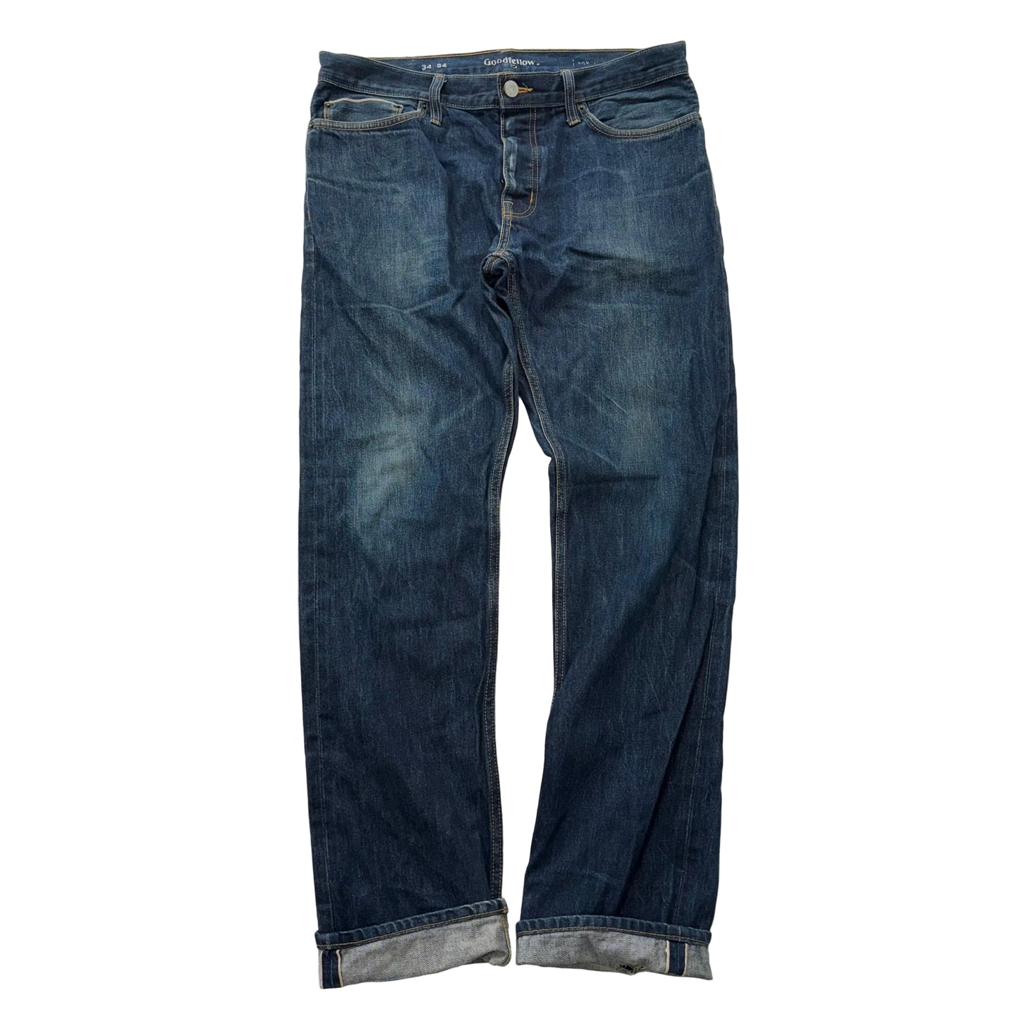 Goodfellow Selvedge Denim Dark Wash Straight Leg Jeans 14 oz Denim Pants Size 34x34