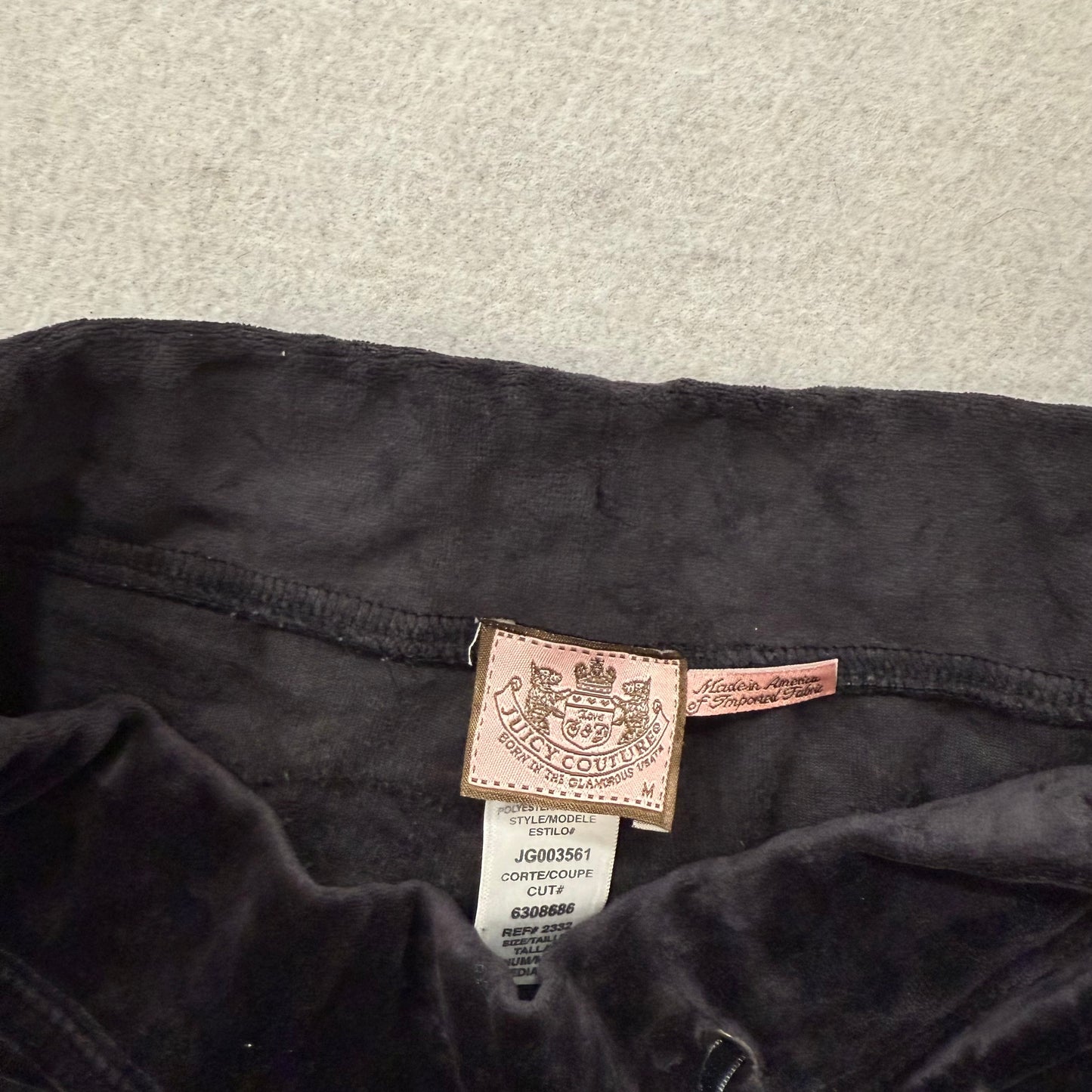 Juicy Couture Women's True Black Velour Flared Track Pant Loungewear Y2K Size M