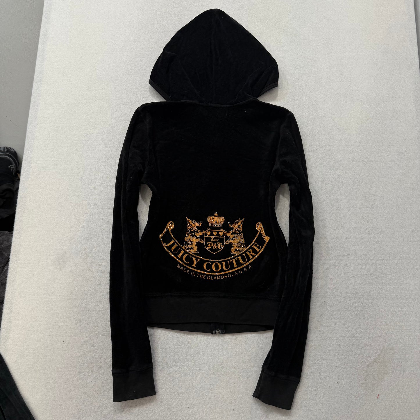 2003 Juicy Couture “Scottie Dog” Black Velour Tracksuit Set Hoodie & Pant Size M