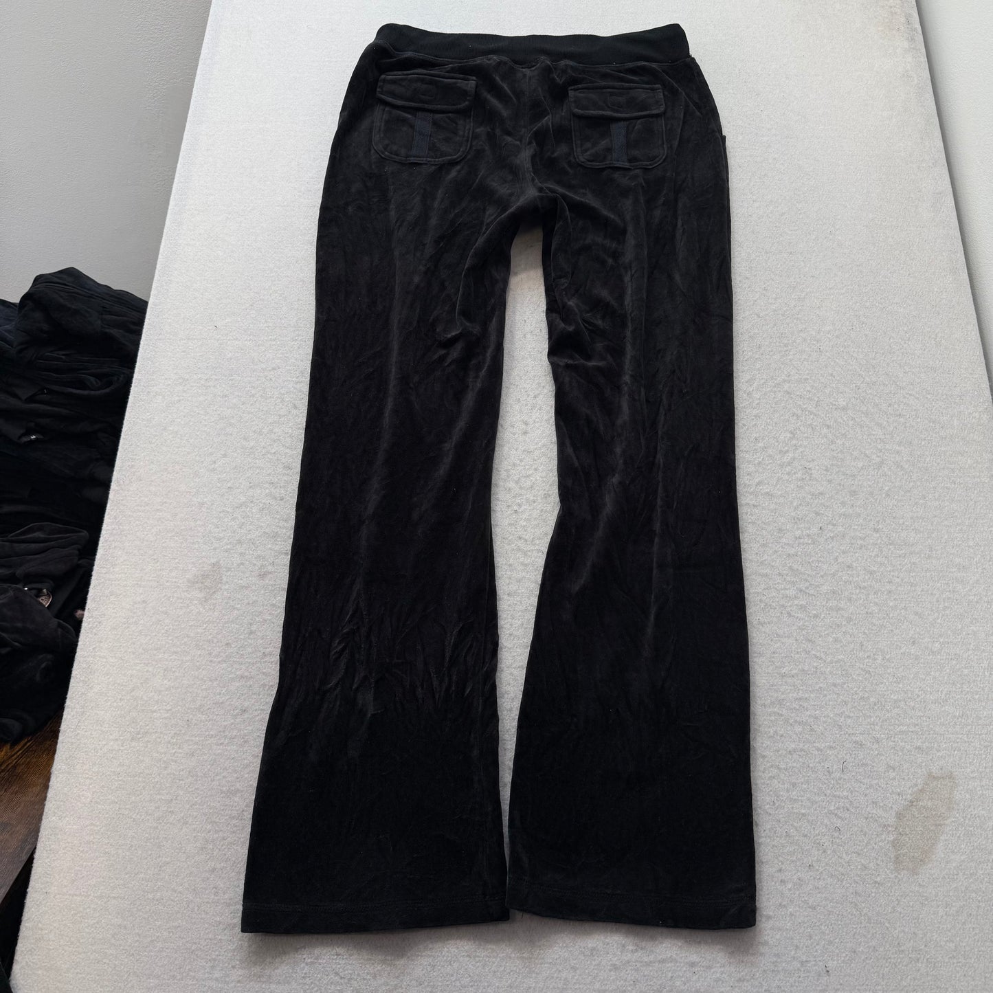 Juicy Couture Women's Black Velour Tracksuit Set Zip-Up Hoodie & Pant Size XL