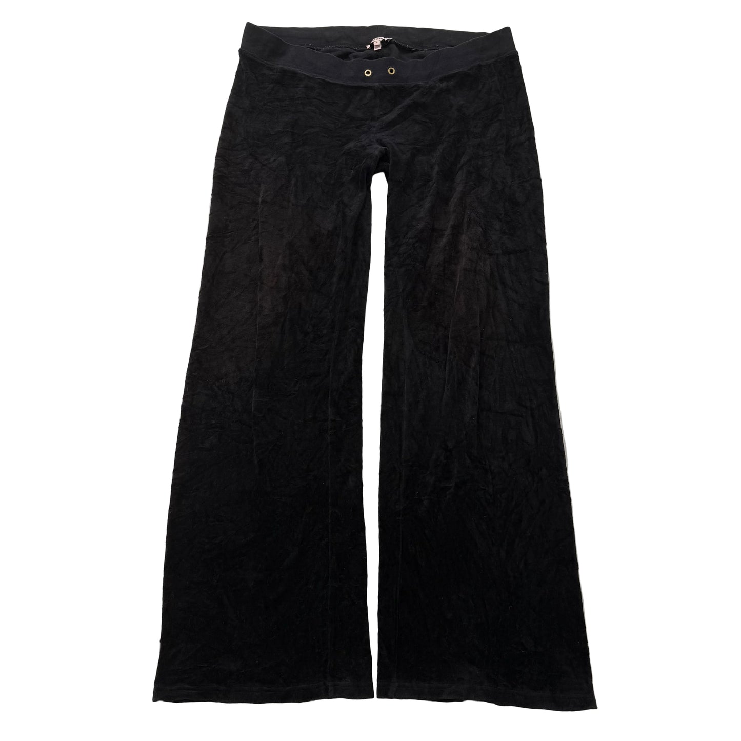 Juicy Couture Women's Black Velour Flared Track Pant Loungewear Low Rise Size L