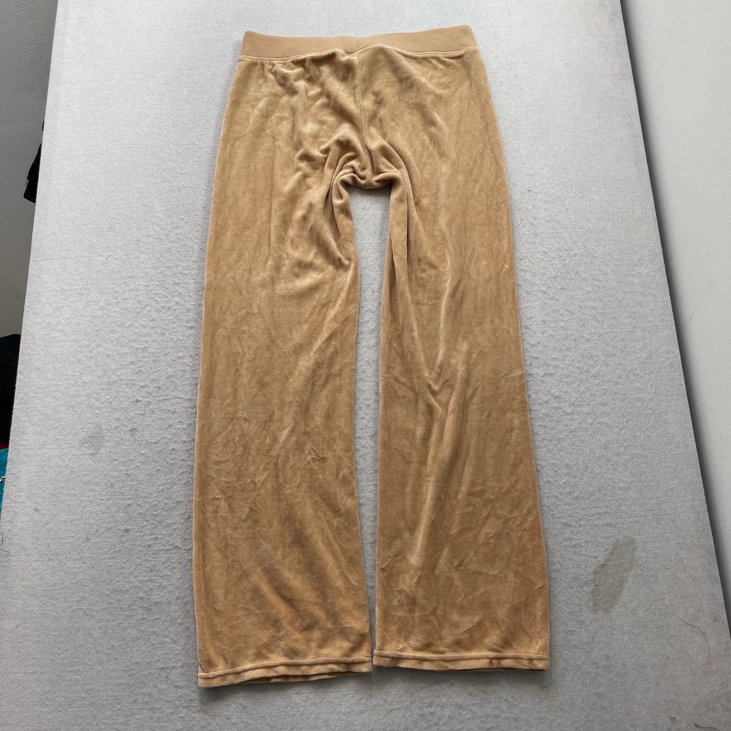 Vintage Juicy Couture Women's Camel Velour Flared Track Pants Loungewear Size S