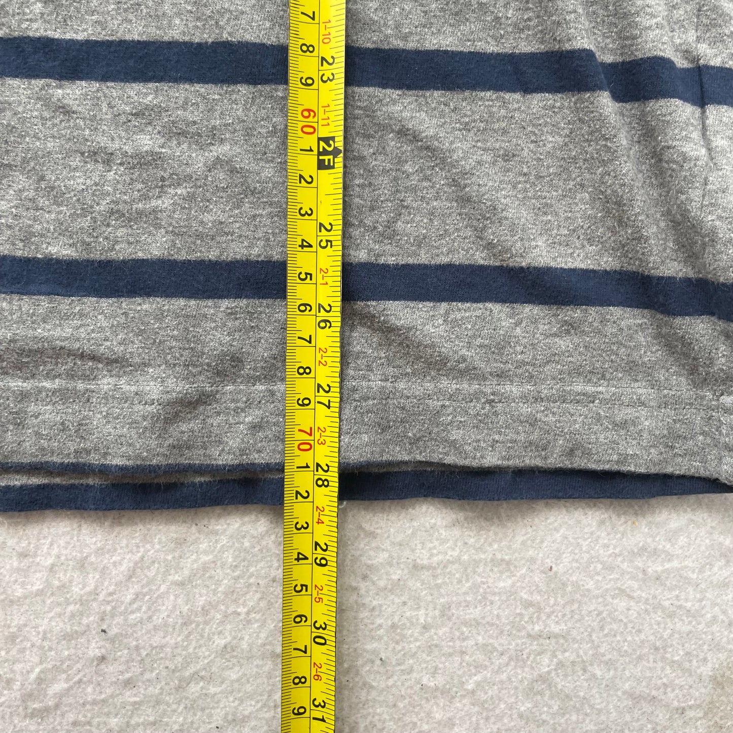 Abercrombie & Fitch Muscle T-Shirt Men Gray Blue Striped V-Neck Moose logo - 2XL