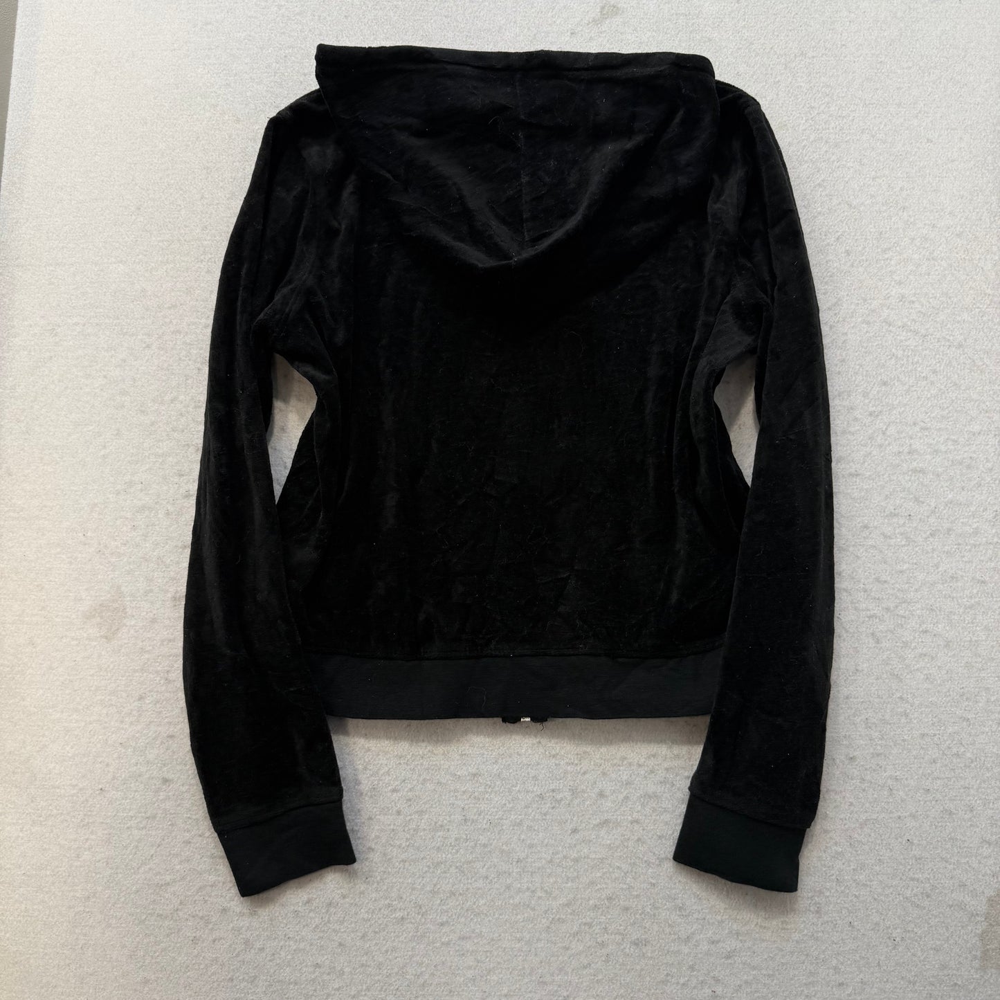 Juicy Couture Women's Black Velour Tracksuit Set Zip-Up Hoodie & Pant Size M/L