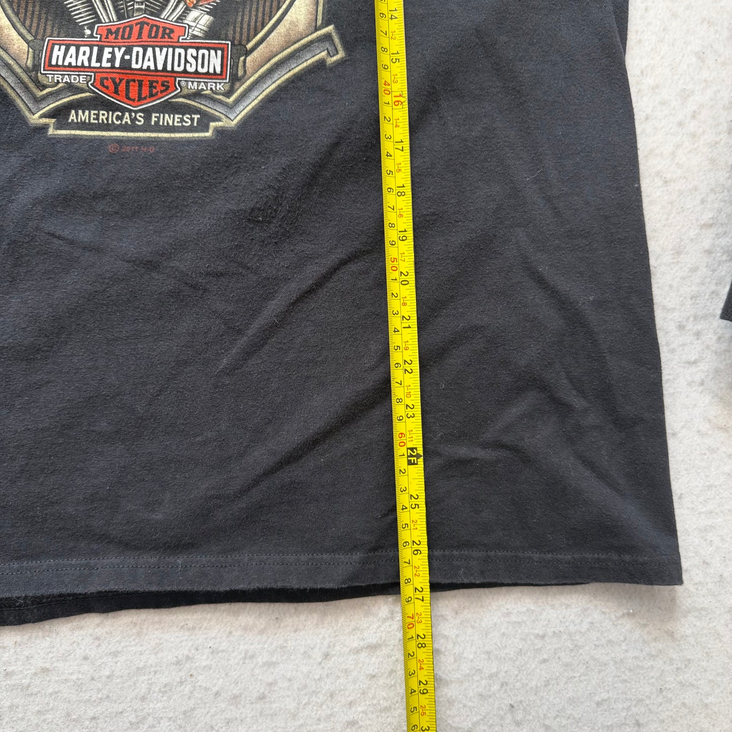 Harley-Davidson Pinup Winged Angel Girl Men's Black Long Sleeve T-Shirt Size L