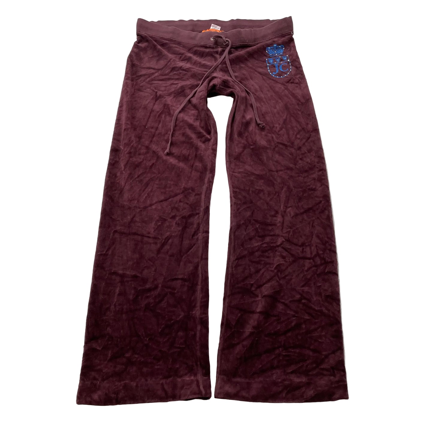 2003 Vintage Juicy Couture Women's Burgundy Velour Flared Track Pant Logo Size S