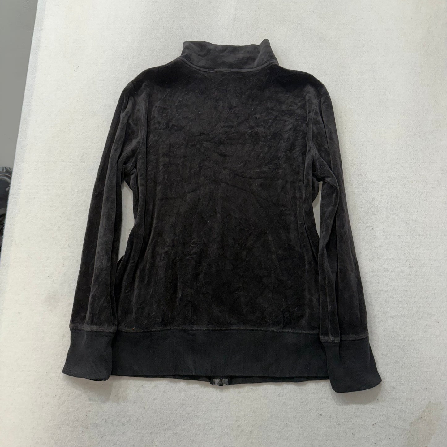 Juicy Couture Black Velour Tracksuit Set Zip Up Jacket & Flared Pants Y2k Size M