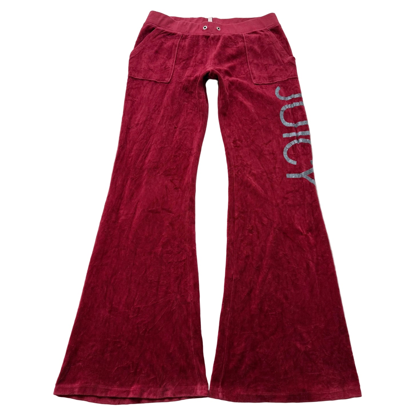 Juicy Couture Women's Maroon Velour Flared Track Pants Back Pockets Logo Size M