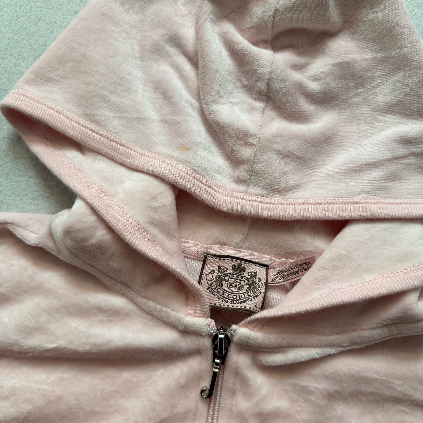 Vintage Juicy Couture Women Baby Pink Velour Zip-Up Hoodie Loungewear Y2k Size L