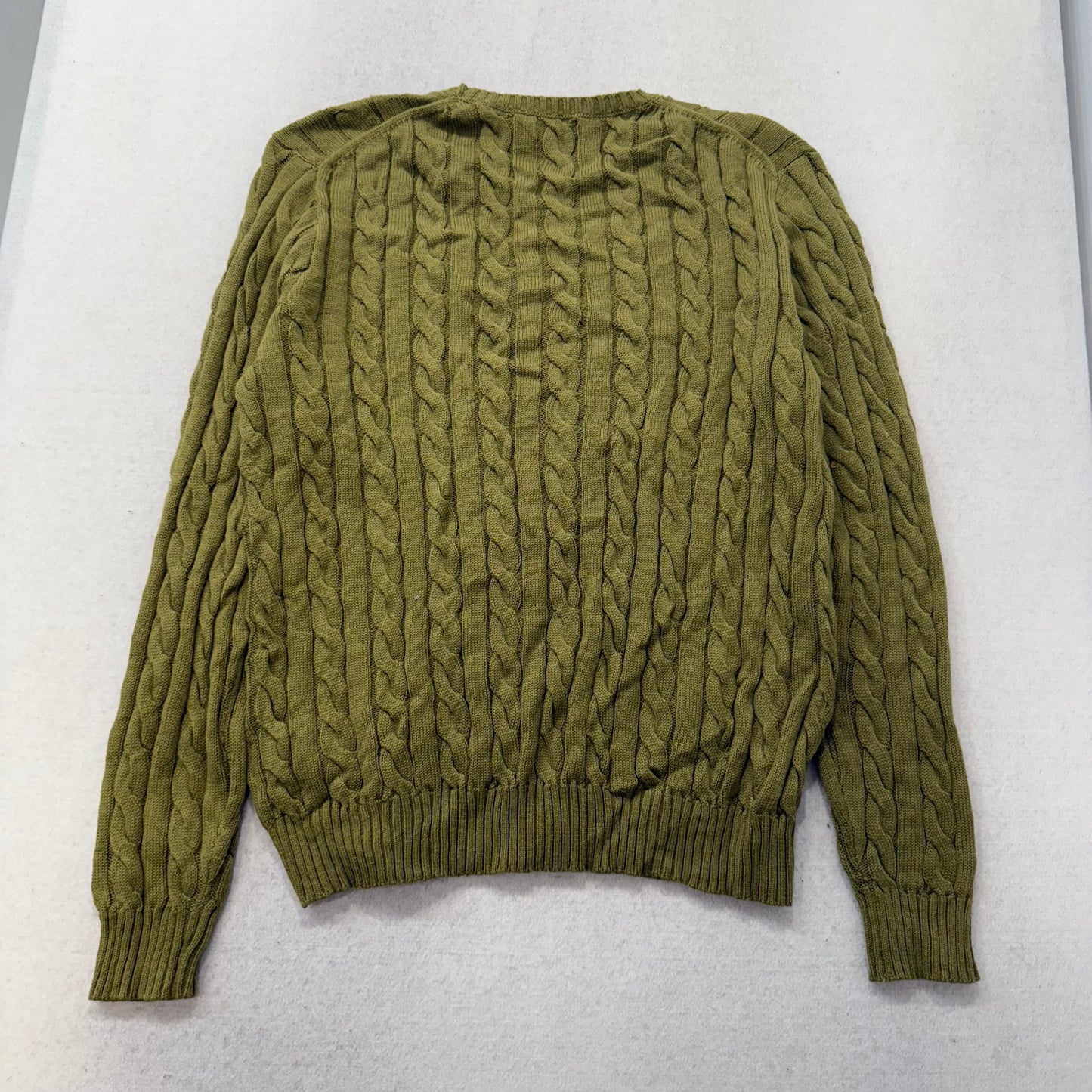 Polo Ralph Lauren Mens Olive Green Cable-Knit Sweater Heritage Style Size XL NWT