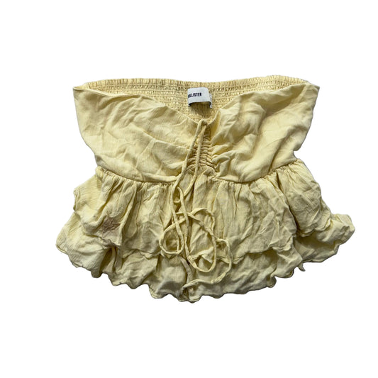 Hollister Women's Butter Yellow Cotton Smocked Ruffled Bandeau Top Y2K Size XL