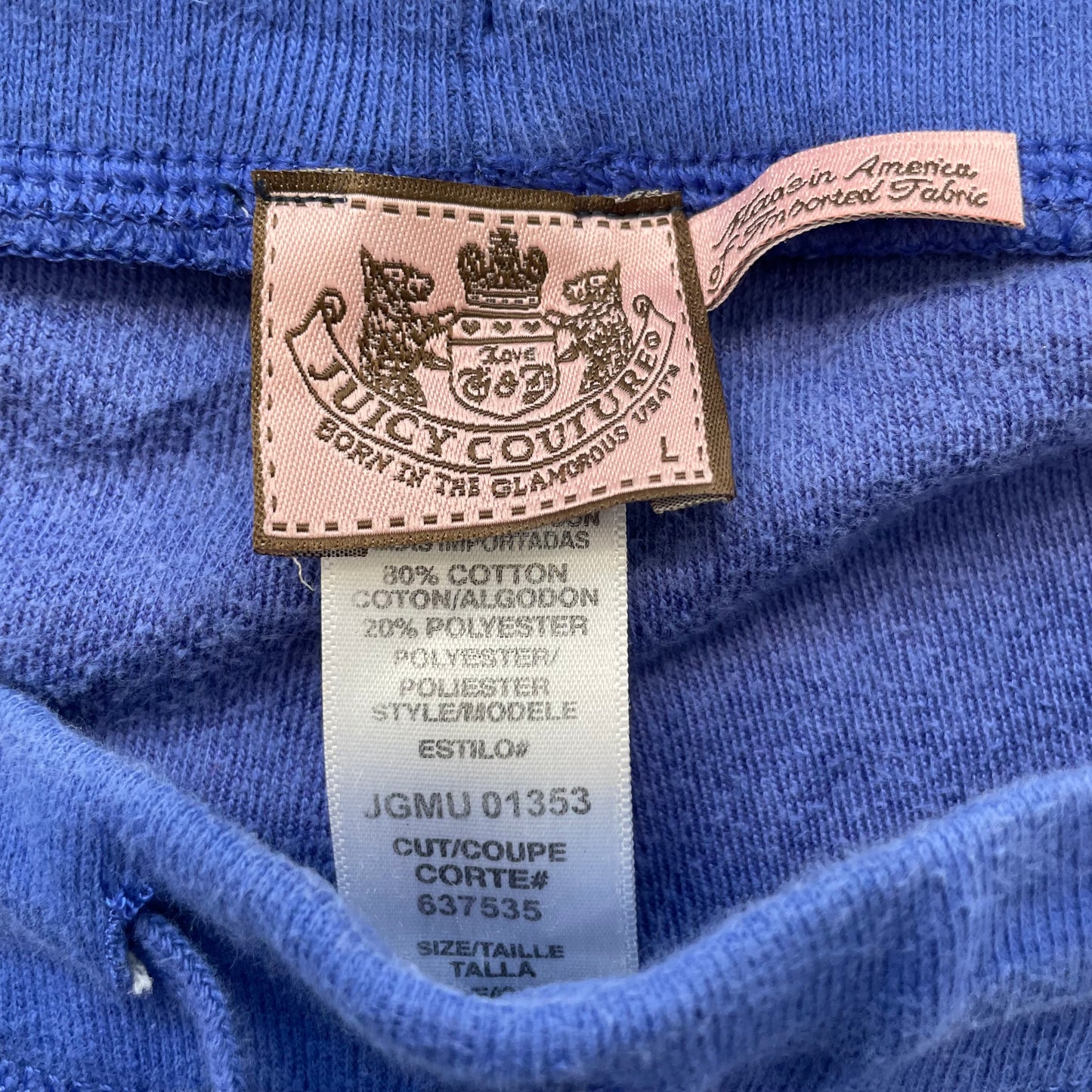 Vintage Juicy Couture Women's Blue Velour Flared Track Pants Drawstring Size L