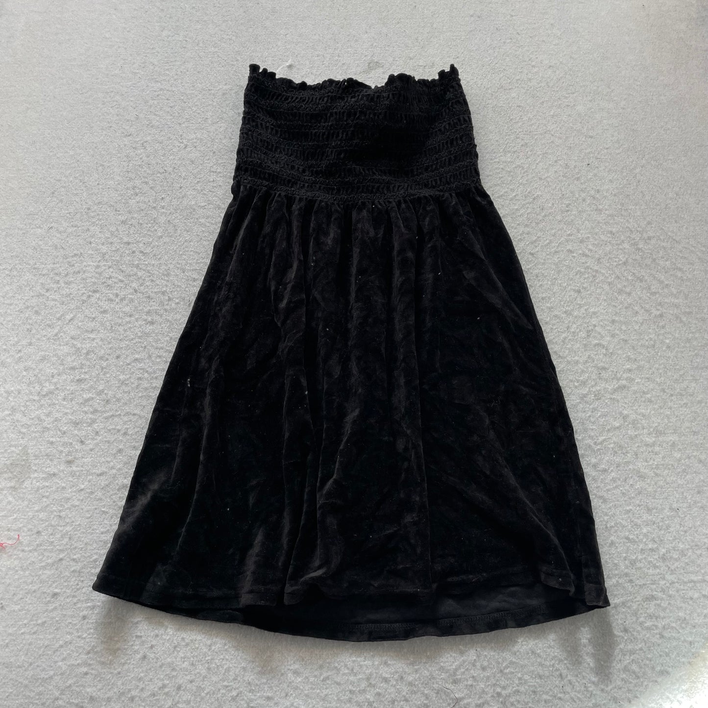 2003 Vtg Juicy Couture Women's Black Velour Smocked Flare Dress Drawstring Size M