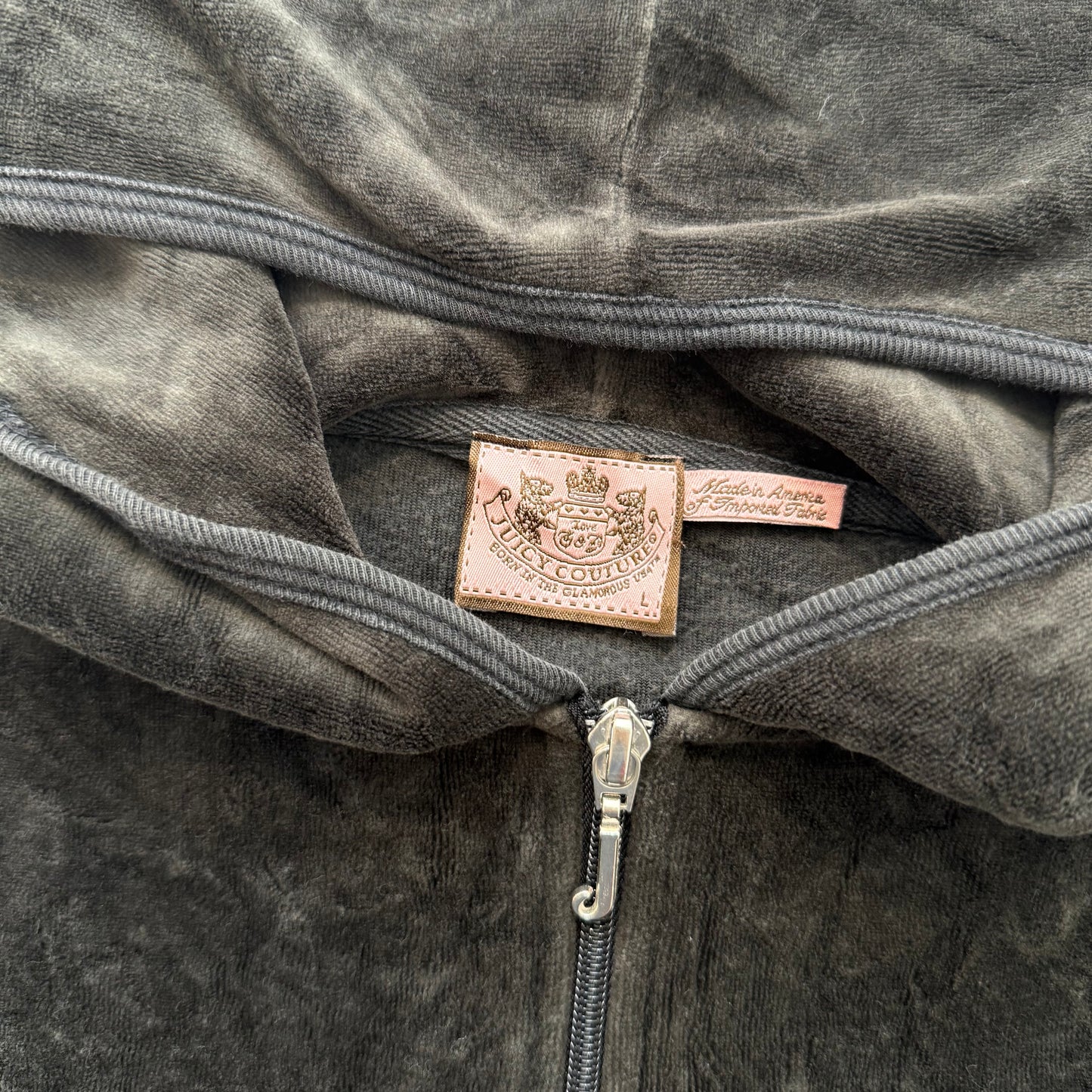 Vintage Juicy Couture Women's Black Velour Tracksuit Set Hoodie & Pants Size L