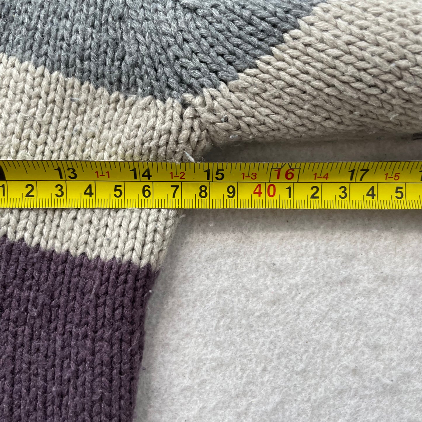 Arizona Jean Co Women's Purple Gray Striped Knit V-Neck Hooded Sweater Size S