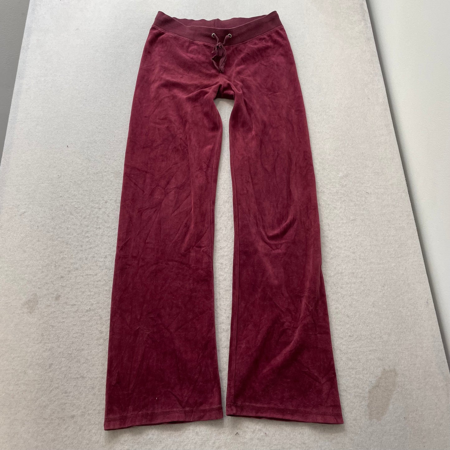 Juicy Couture Burgundy Velour Tracksuit Set Zip-Up Hoodie Drawstring Pant Size S