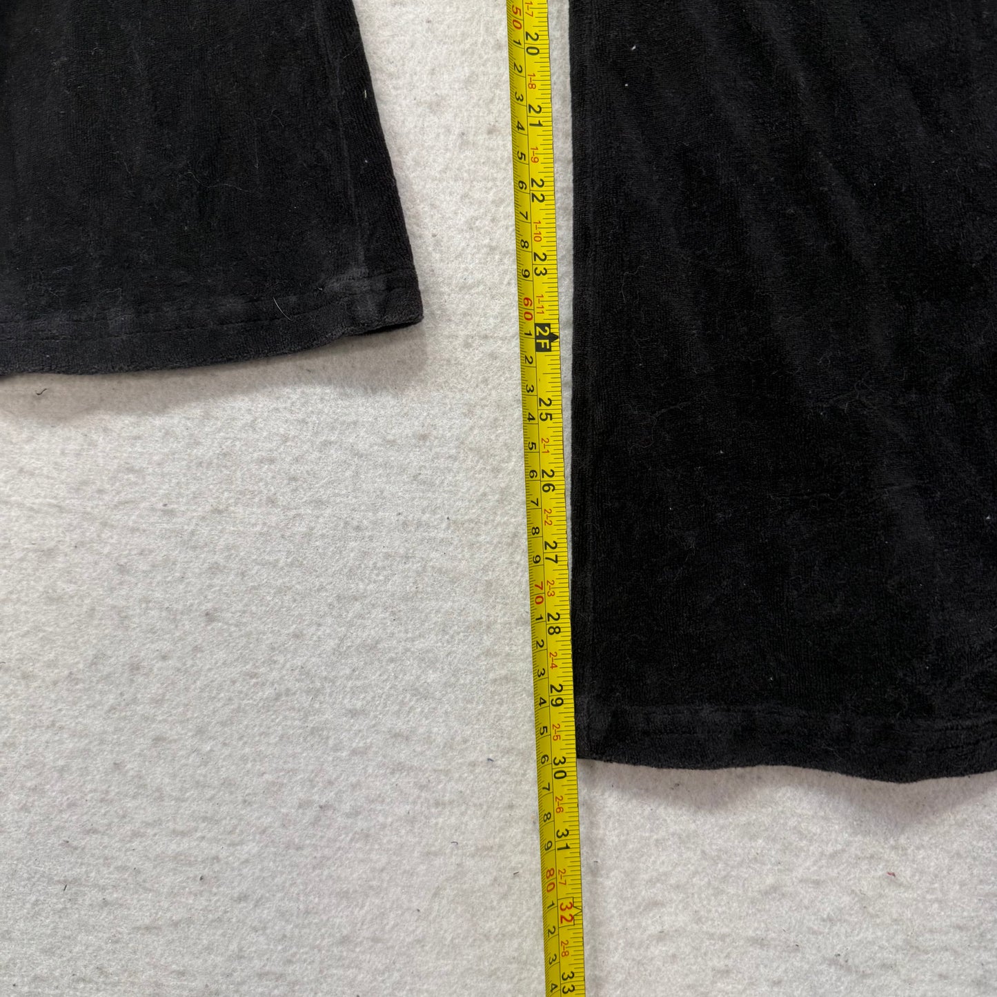 Juicy Couture Women's Black Velour Flared Track Pants Pockets Crown Logo Size S