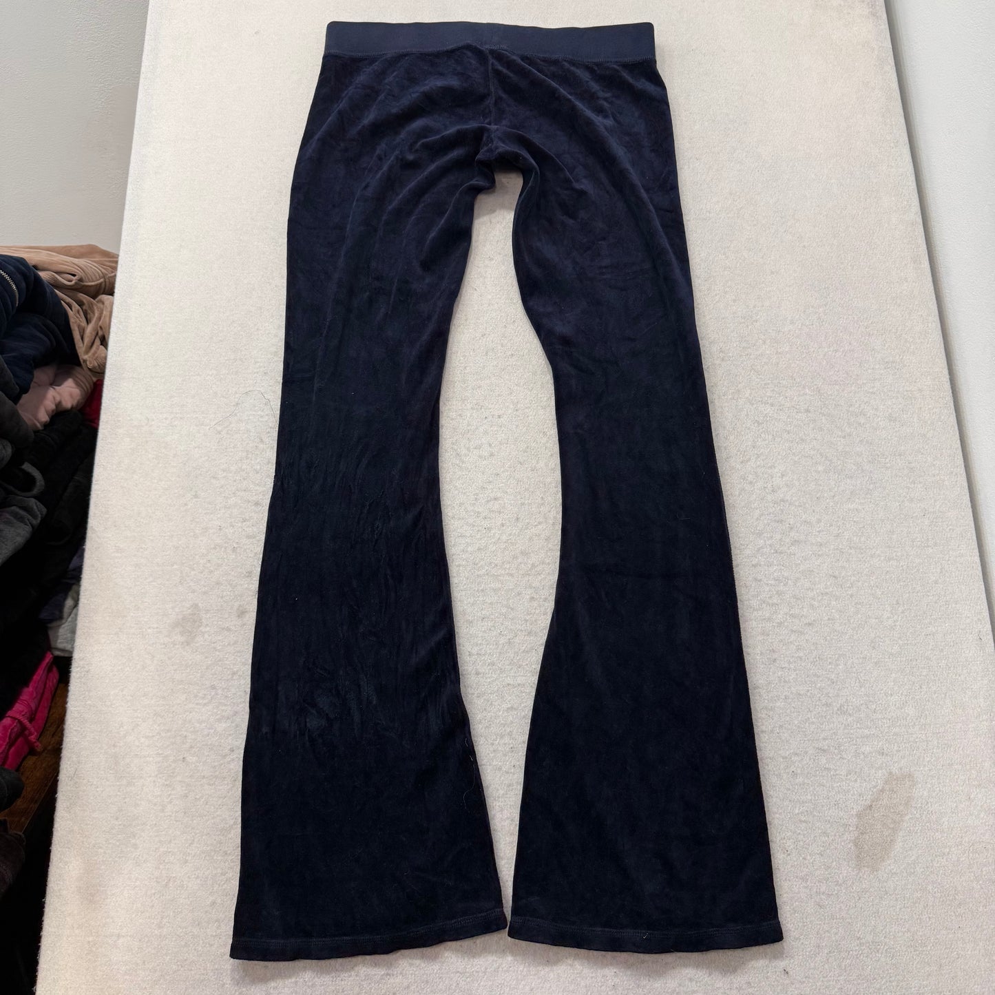 Juicy Couture Women Navy Velour Tracksuit Set Track Jacket & Flare Pant Size M/L