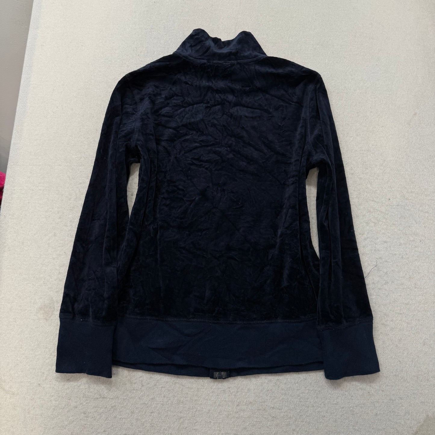 Vintage Juicy Couture Women's Navy Blue Velour Full Zip Track Jacket Y2k Size L