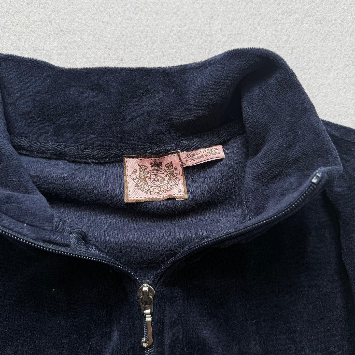 Juicy Couture Women's Navy Blue Velour Full Zip Track Jacket Classic Y2k Size M