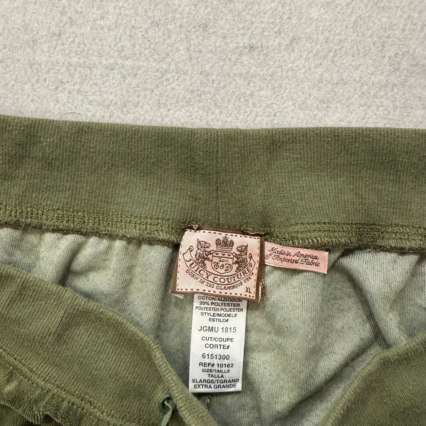 Juicy Couture Women's Olive Green Velour Flared Track Pant Loungewear Size XL