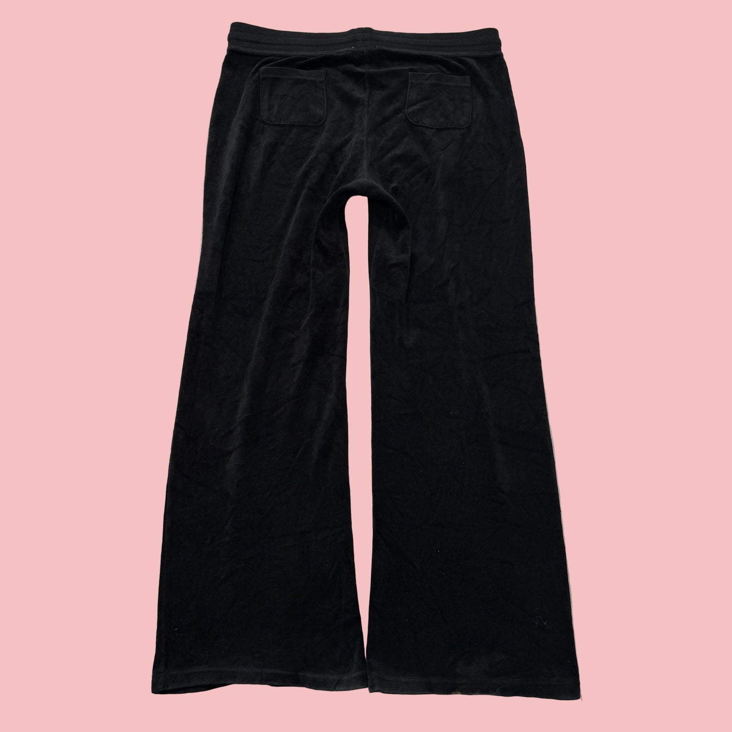 Vintage Juicy Couture Women Black Velour Flared Leg Track Pant Loungewear Size L