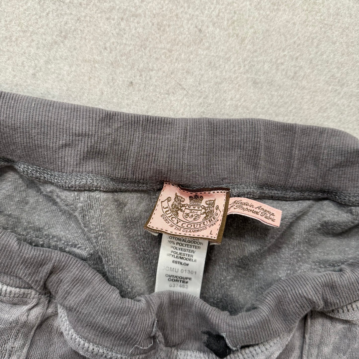 Juicy Couture Women's Steel Gray Velour Flared Track Pants Flap Pockets Size L