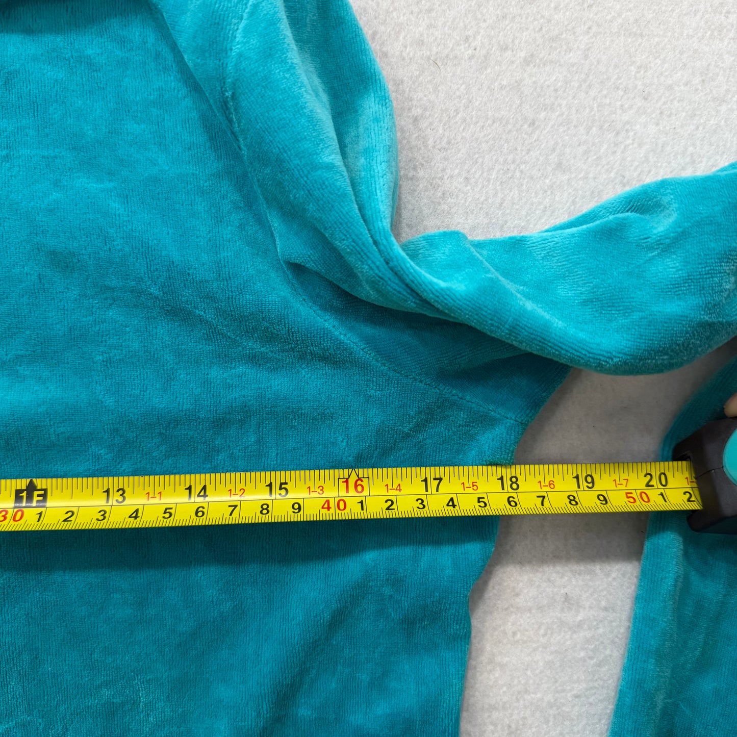 Juicy Couture Teal Blue Velour Full Zip Hoodies Long Sleeves Loungewear Size L