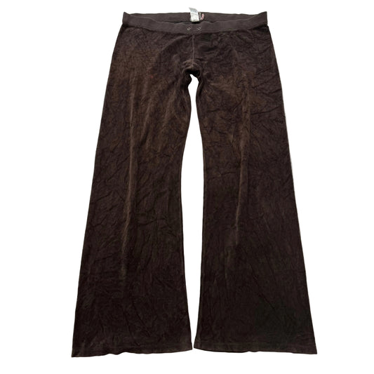 Juicy Couture Women's Dark Brown Velour Wide Leg Flare Track Pant Casual Size XL