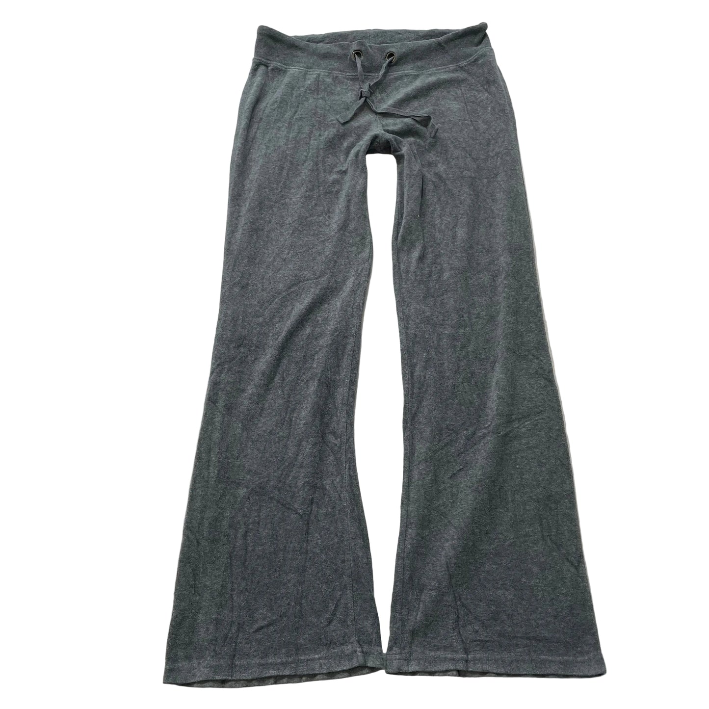 Vintage Juicy Couture Womens Gray Velour Flared Track Pant Drawstring Y2k Size L