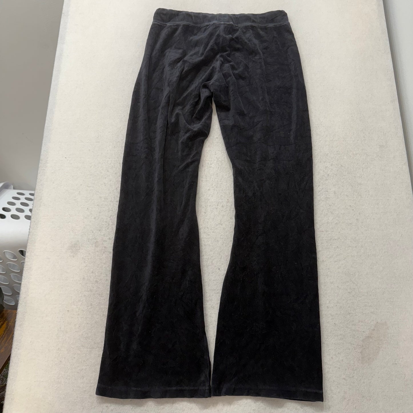 Vintage Juicy Couture Women's Black Velour Flared Track Pant Loungewear Size L