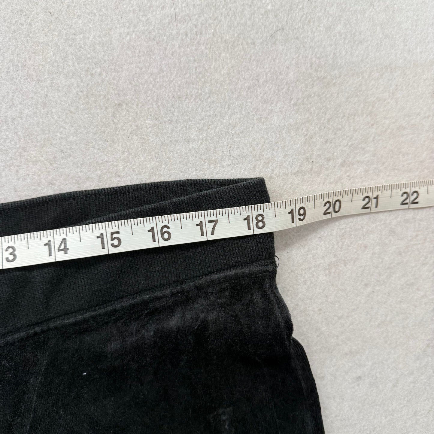 Vintage Juicy Couture Black Drawstring Flare Velour Pants Fly-Front Waistband Size XL