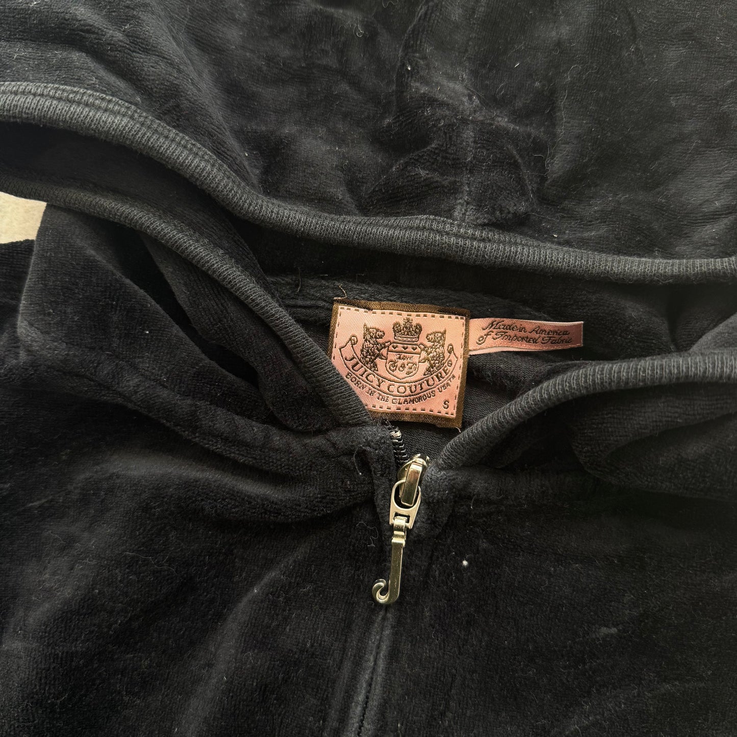 Vintage Juicy Couture Womens Black Velour Tracksuit Set Hoodie & Pant Y2k Size S