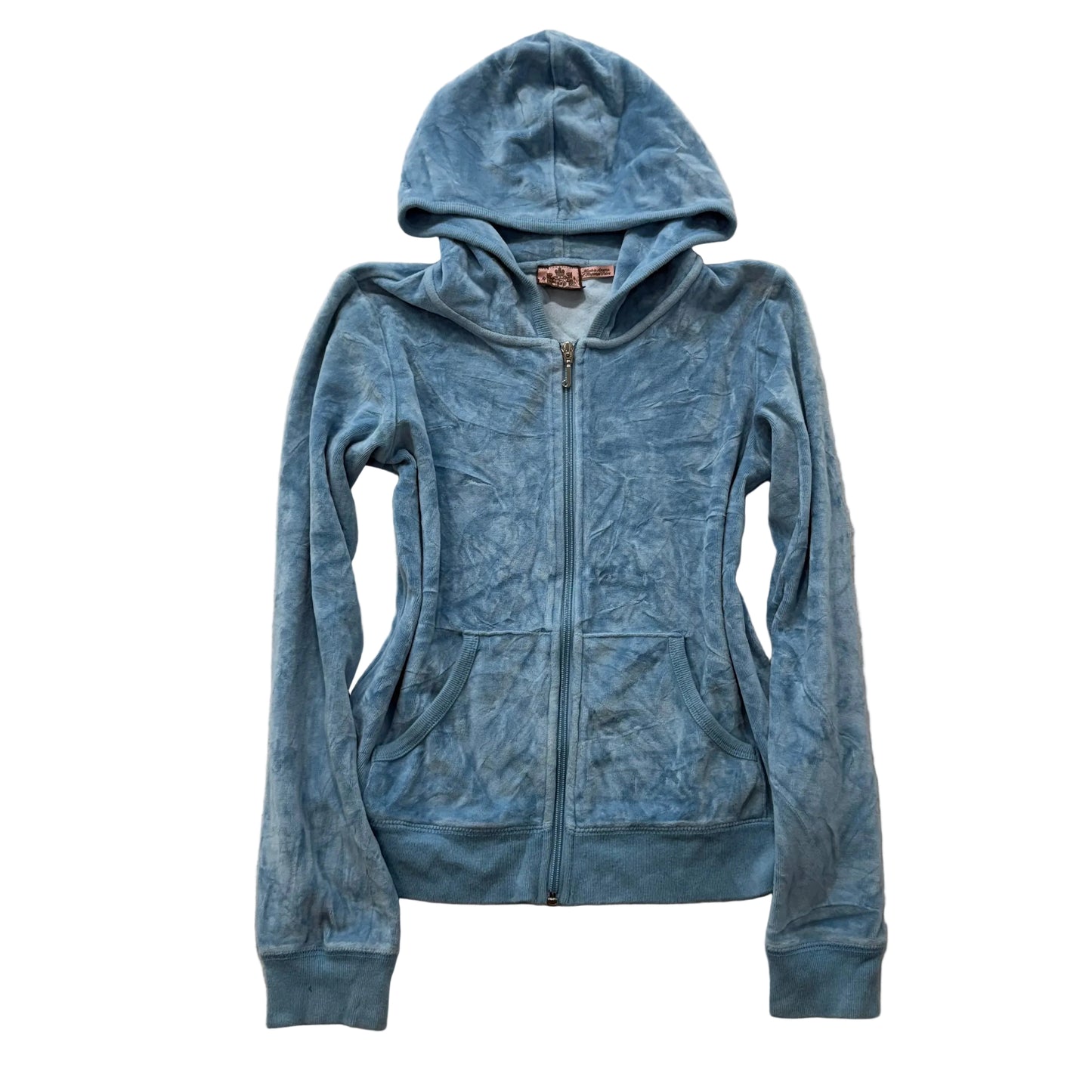 Juicy Couture Women's Pastel Blue Velour Zip Up Hoodie Loungewear Preppy Size M
