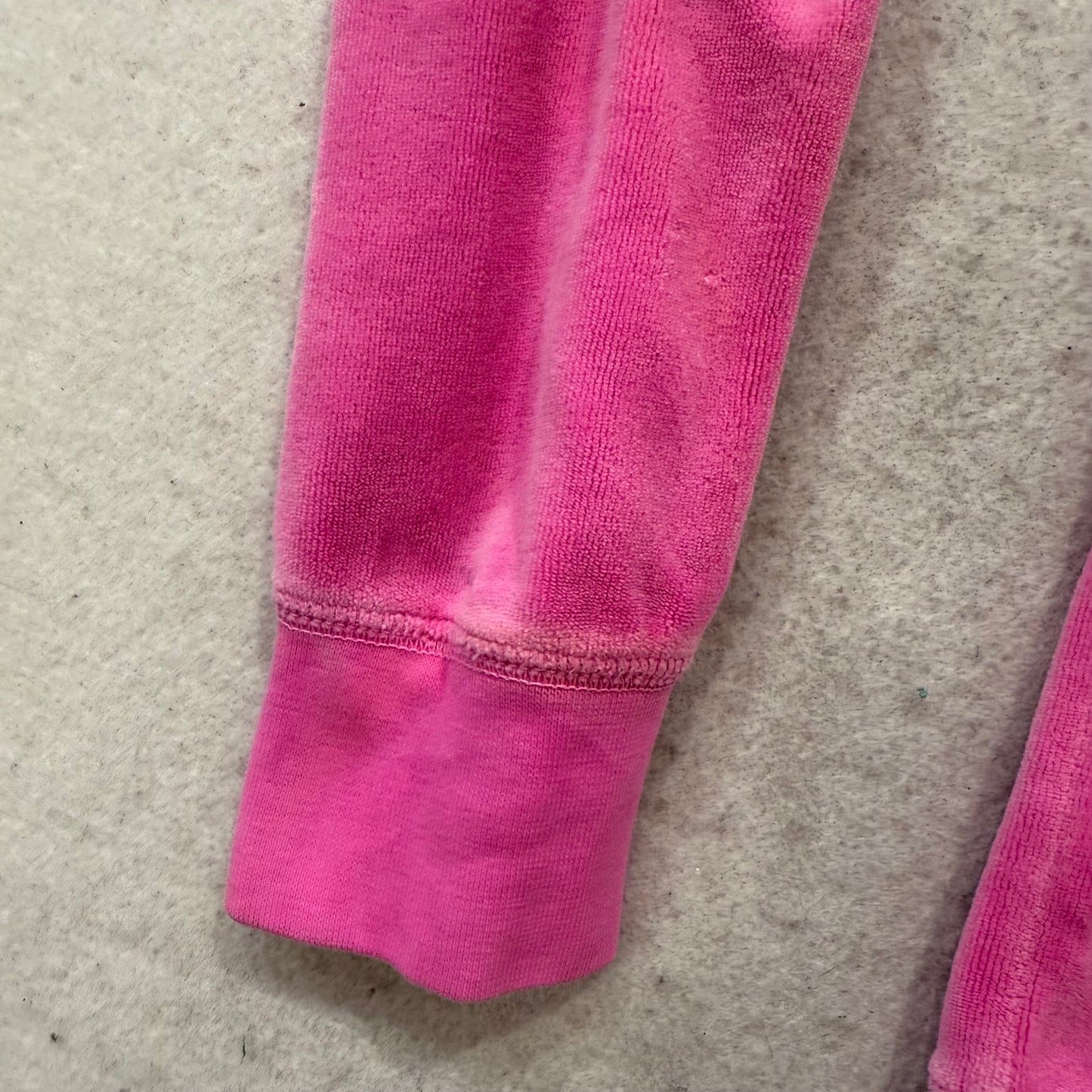 Juicy Couture Hot Pink Velour Zip-Up Hoodie Faux Fur Hood with Pom-Poms Size S