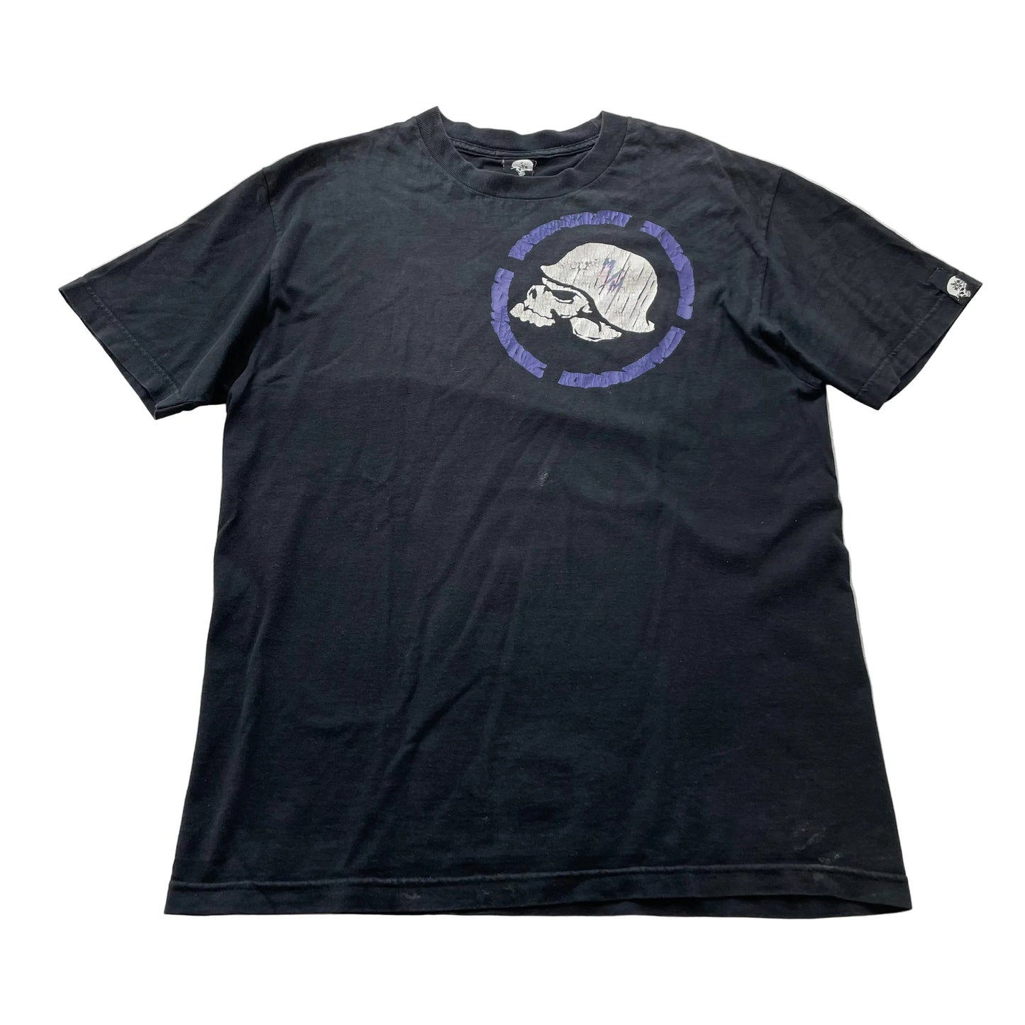 Metal Mulisha T-Shirt Men's Black Graphic Skull Helmet Graphic Casual Tee Size M