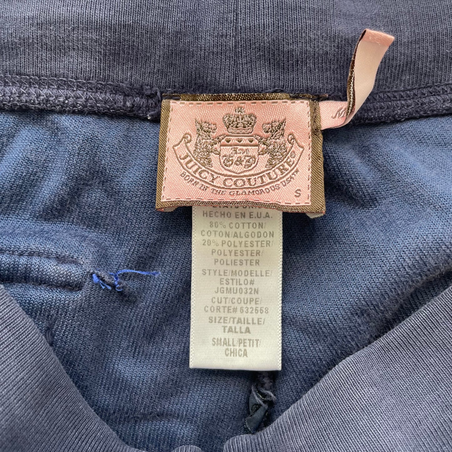 Vintage Juicy Couture Women's Navy Terry Cloth Flared Track Pants Pockets Size S