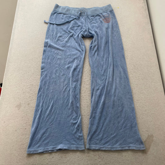 Juicy Couture Women's Light Blue Terry Cloth Flared Track Pant Drawstring Size L