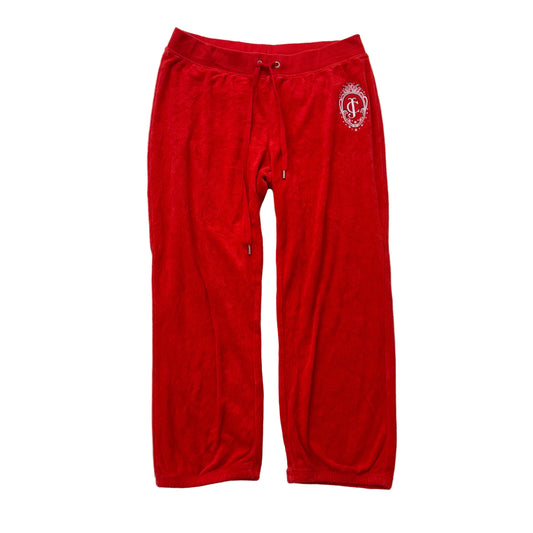 Vintage Juicy Couture rhinestone red terry cloth capris pants size M