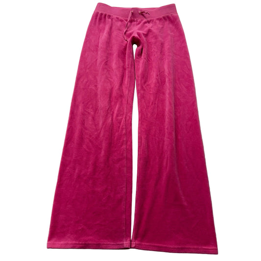 Vintage Juicy Couture Women Hot Pink Velour Flared Track Pants Loungewear Size S