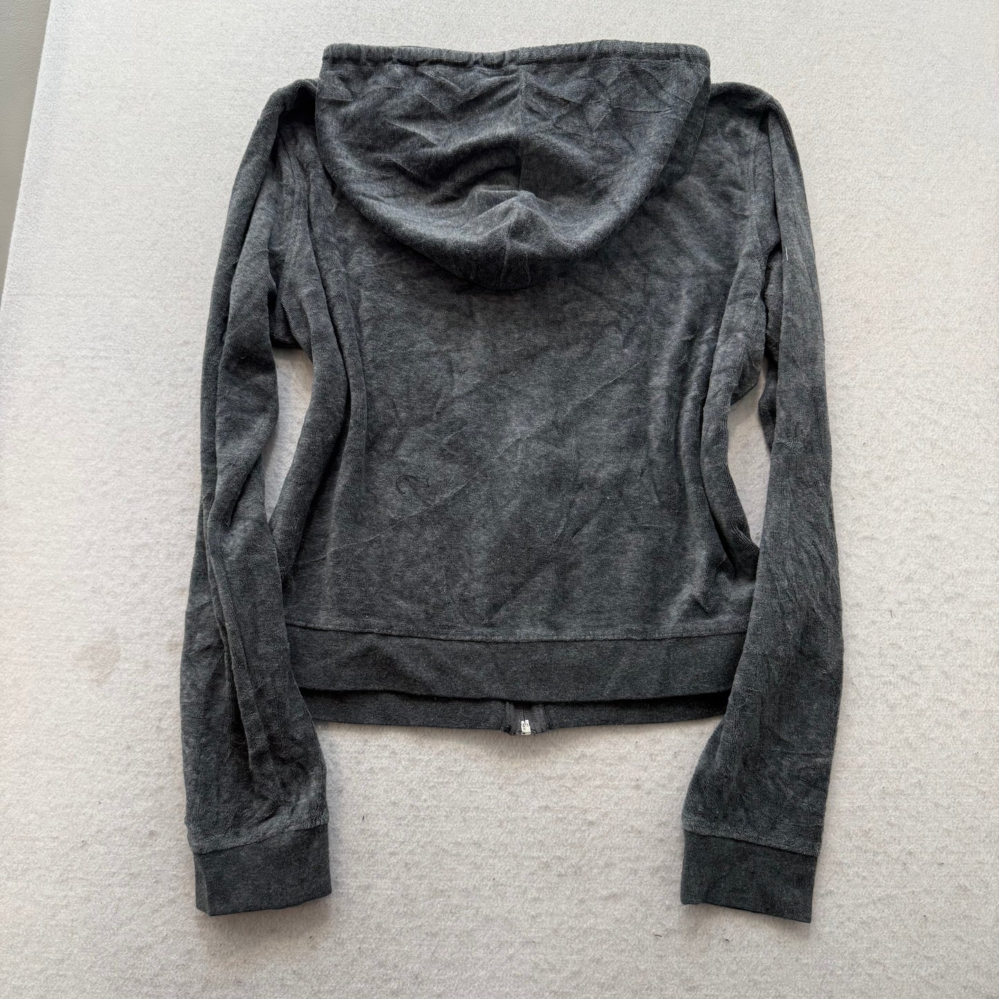Vintage Juicy Couture Women's Charcoal Gray Velour Tracksuit Set Y2k Size L/XL