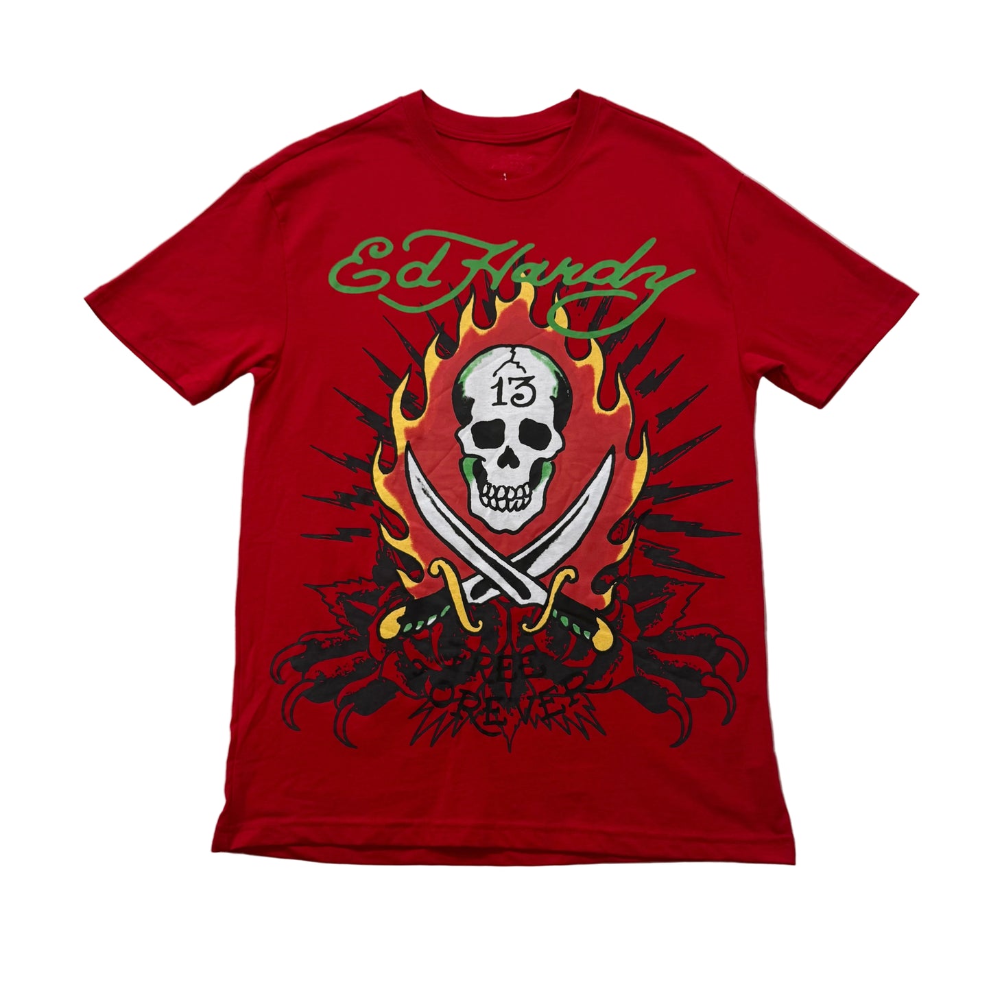 ED HARDY “Flame Skull” RED GRAPHIC TEE