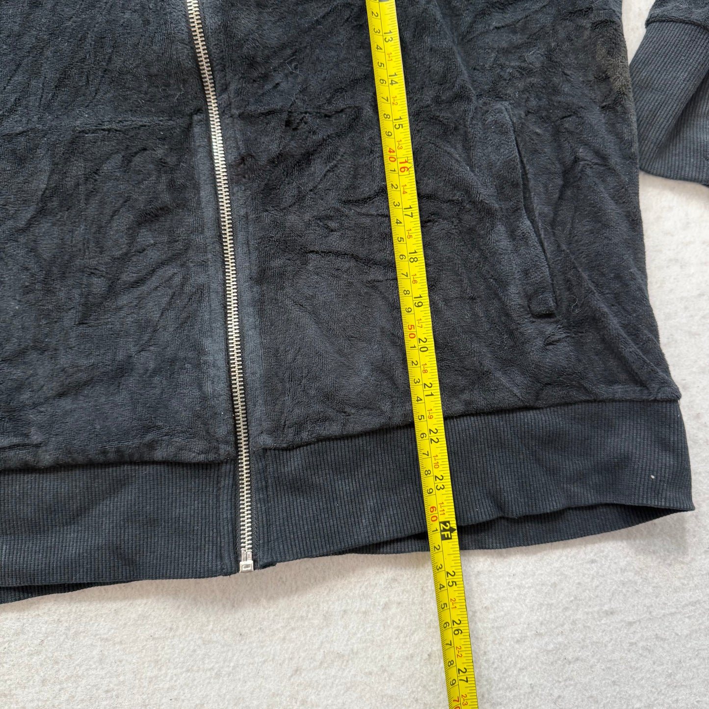 Bebe Women's Black Velour Full Zip Track Jacket Mock Neck Pockets Logo Size L