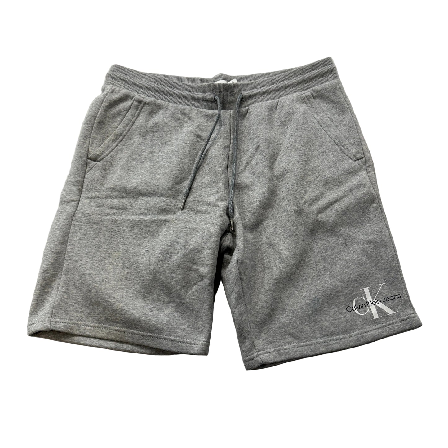 Calvin Klein Men's Heather Gray Fleece Shorts Drawstring Pockets Logo Size M