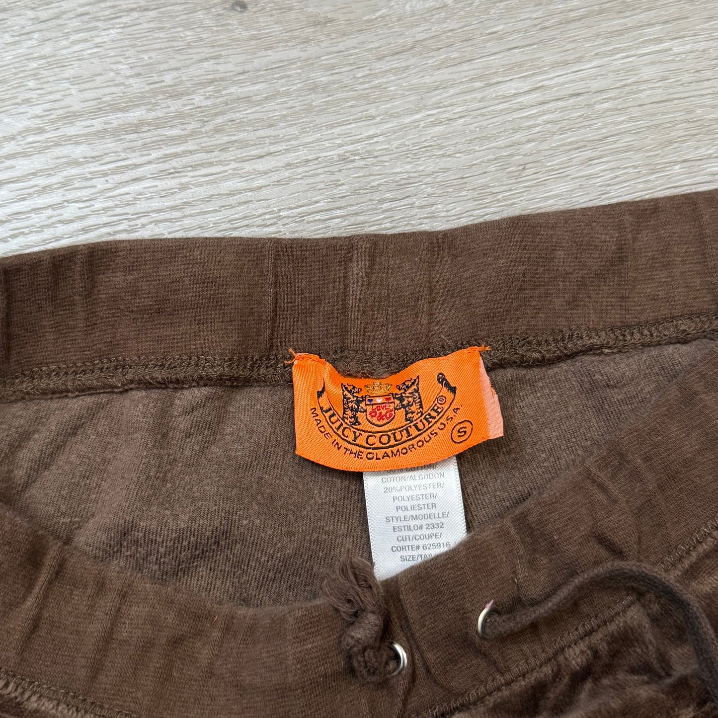 2003 Vintage Juicy Couture Women Brown Velour Flare Track Pant Drawstring Size S
